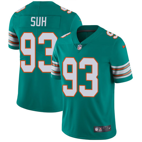 Nike Dolphins #93 Ndamukong Suh Aqua Green Alternate Men's Stitched NFL Vapor Untouchable Limited Jersey - Click Image to Close